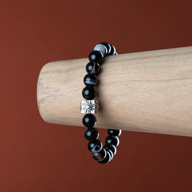 Black Lace Agate Solar Bracelet