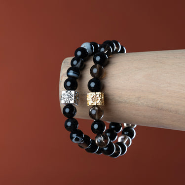 Black Lace Agate Solar Bracelet