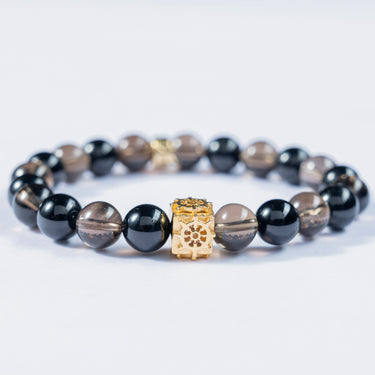 Smoky Quartz & Black Tourmaline Anchor Bracelet