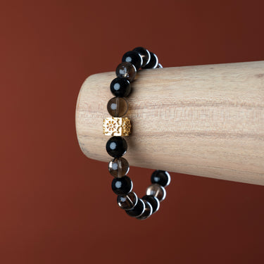 Smoky Quartz & Black Tourmaline Anchor Bracelet