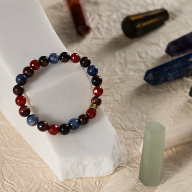 Metabolism & Wellness - Red Tiger Eye, Carnelian, Sodalite-multi stone healing bracelet