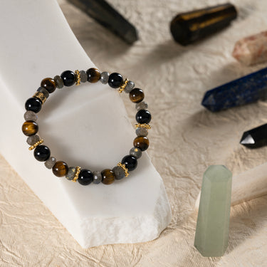 Protection Bracelet- Black Tourmaline, Tiger Eye, Labradorite-multi stone healing bracelet