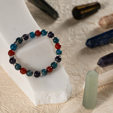 For Health & Wellness - Apatite, Amethyst, Carnelian-multi stone healing bracelet