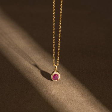 July- Ruby Birthstone Pendant Necklace