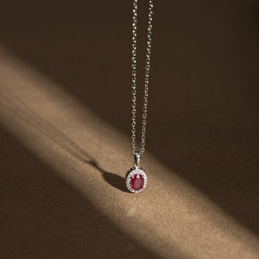 July- Ruby Birthstone Pendant Necklace